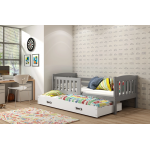 Jednolôžková posteľ Kubus3 Grafit pre teenagerov 200x90 s matracom, rozkladacia - biela